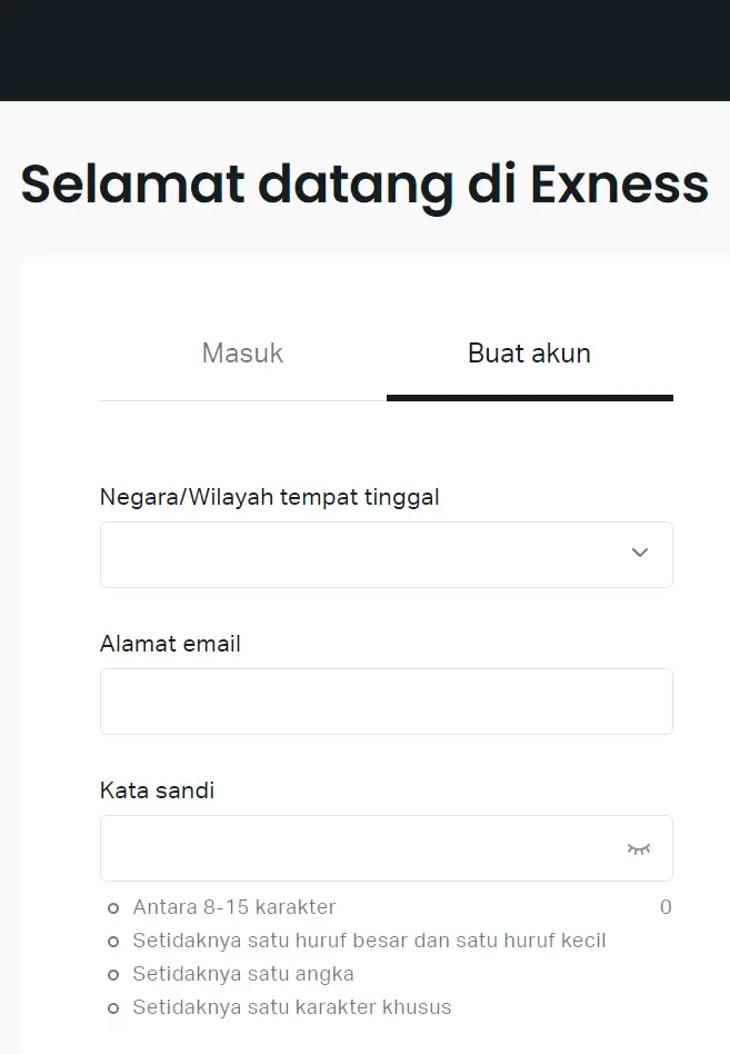 exness indonesia registration page